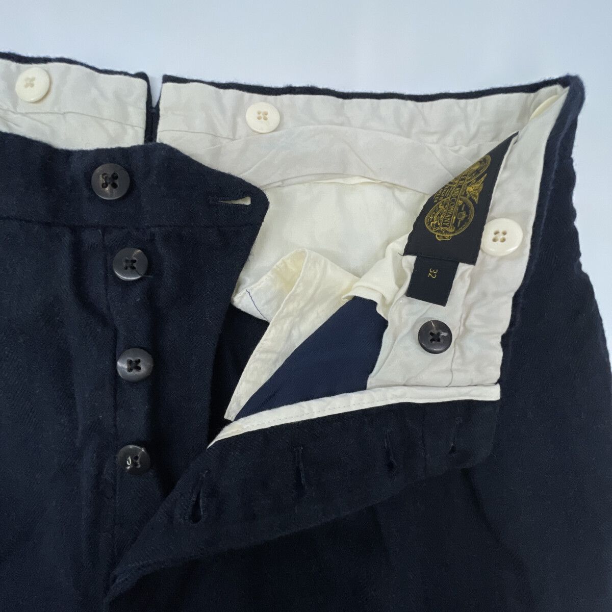 RRL ダブルアールエル ﾈｲﾋﾞｰ ｳｰﾙ ﾍﾘﾝﾎﾞｰﾝ 2ﾀｯｸ ｽﾗｯｸｽ 32 - メルカリ