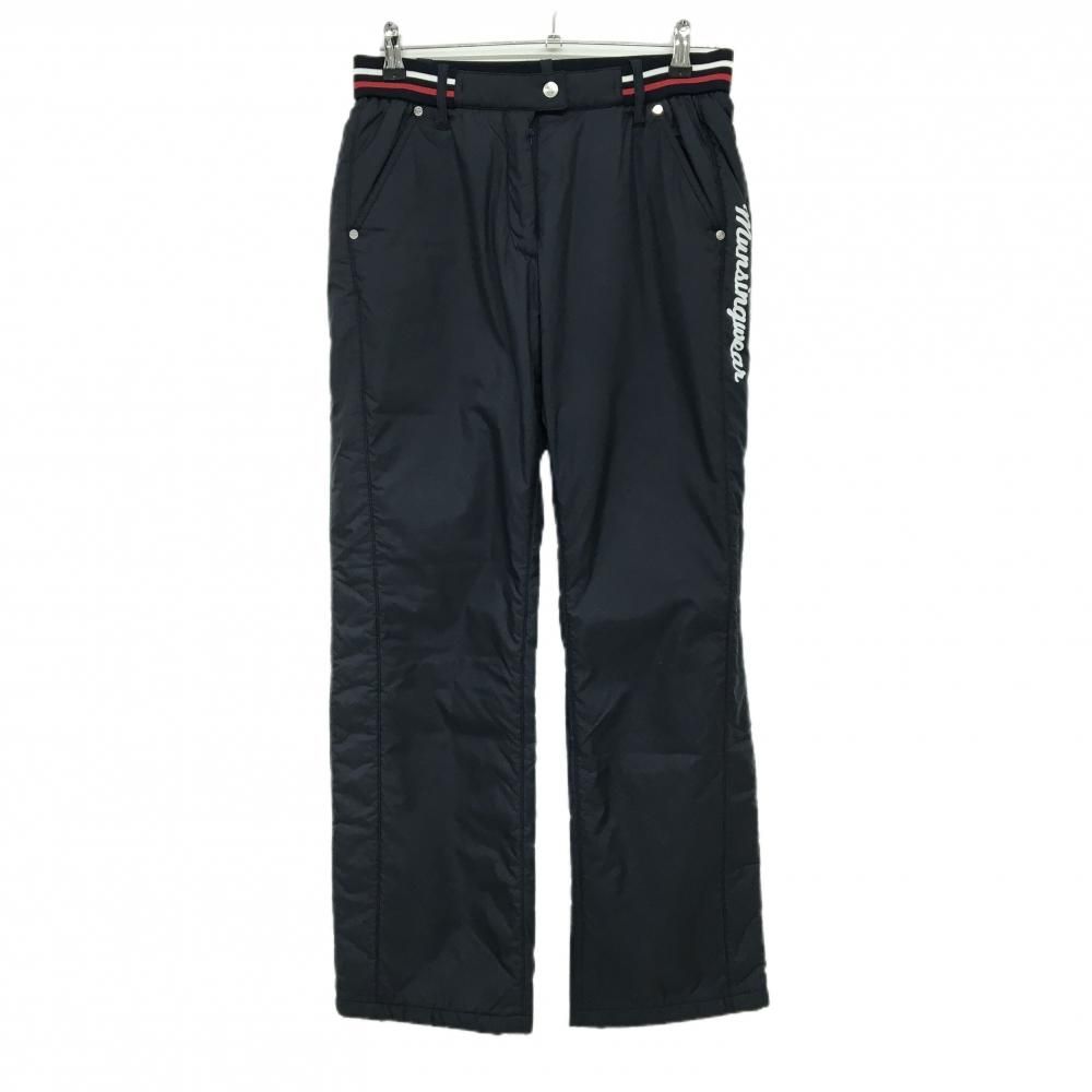 美品】マンシングウェア 中綿パンツ ネイビー×白 ウエストゴム ロゴ