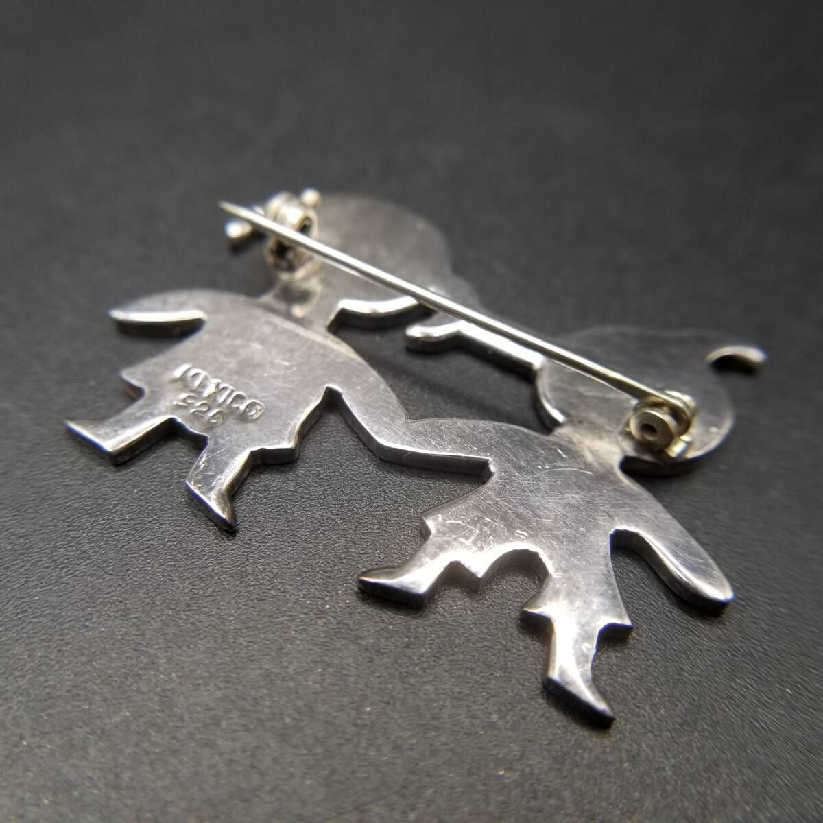 メキシコ 925 シルバー 手を繋ぐ子供 シルエット ヴィンテージ