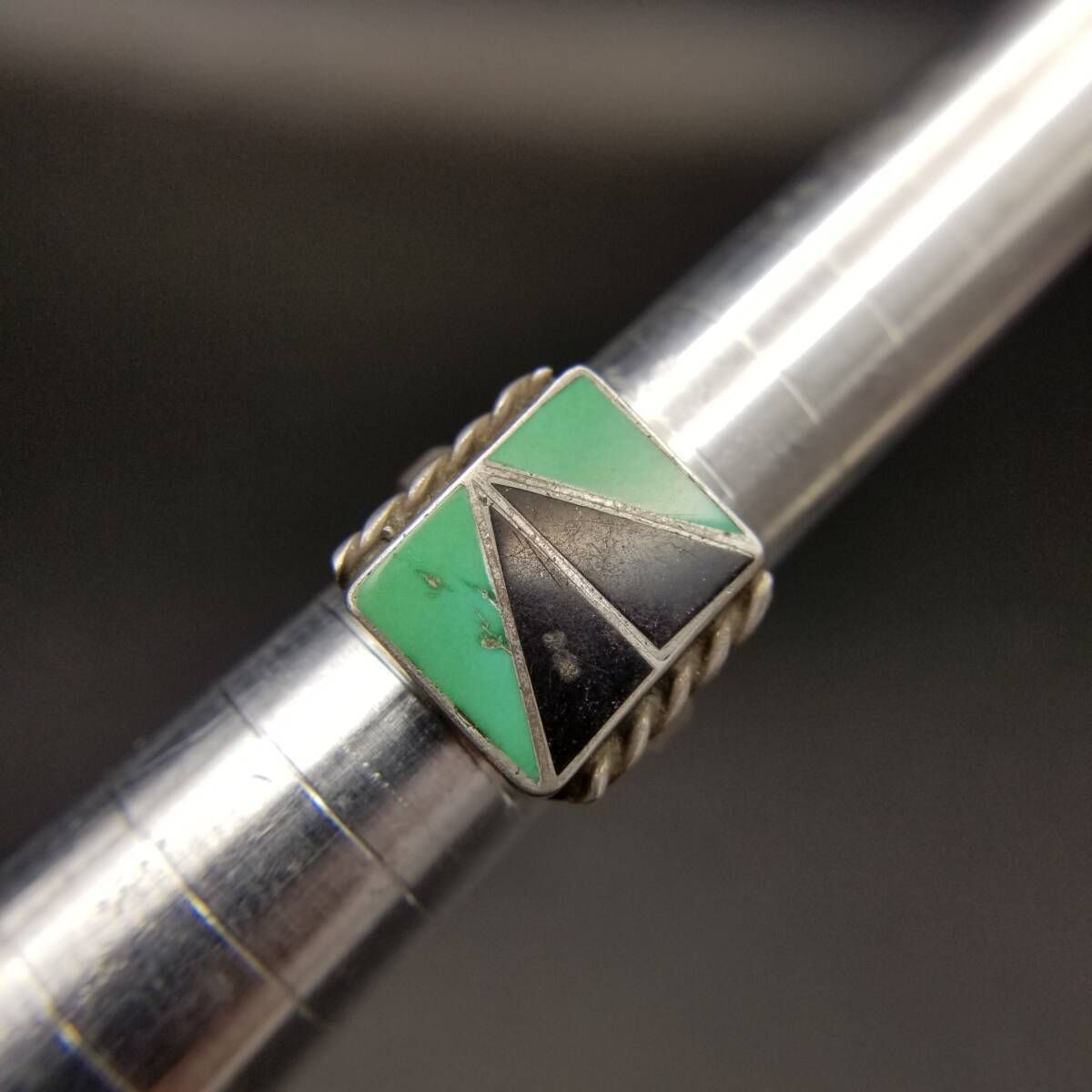 C-R Zunie ズニ族 トライアングル ターコイズ オニキス インレイ 925