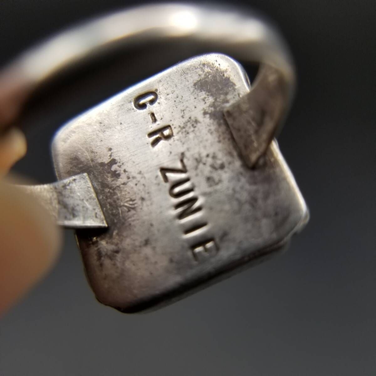 C-R Zunie ズニ族 トライアングル ターコイズ オニキス インレイ 925