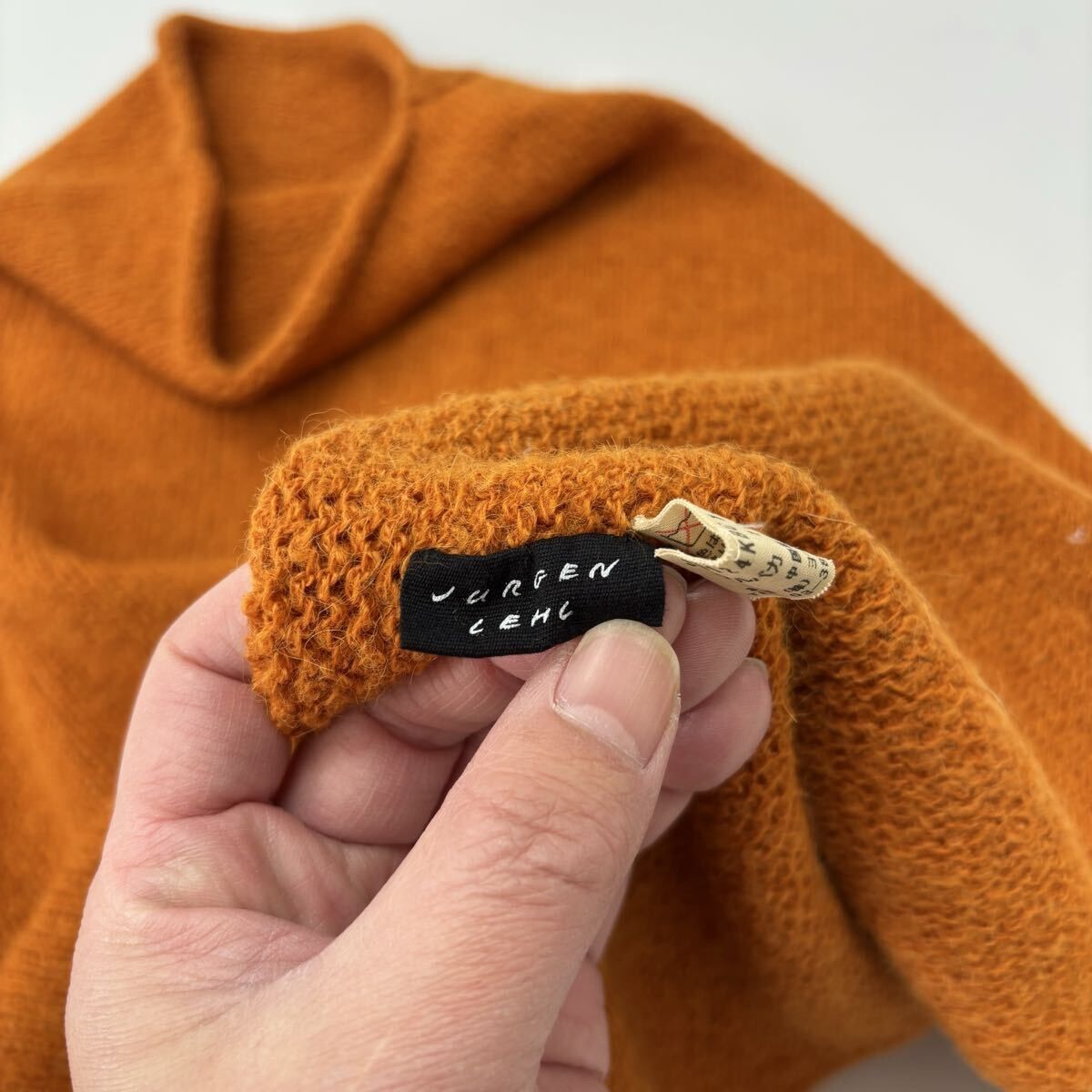 JURGEN LEHL ヨーガンレール アルパカ 100% ハイネック ニット 柿色 系