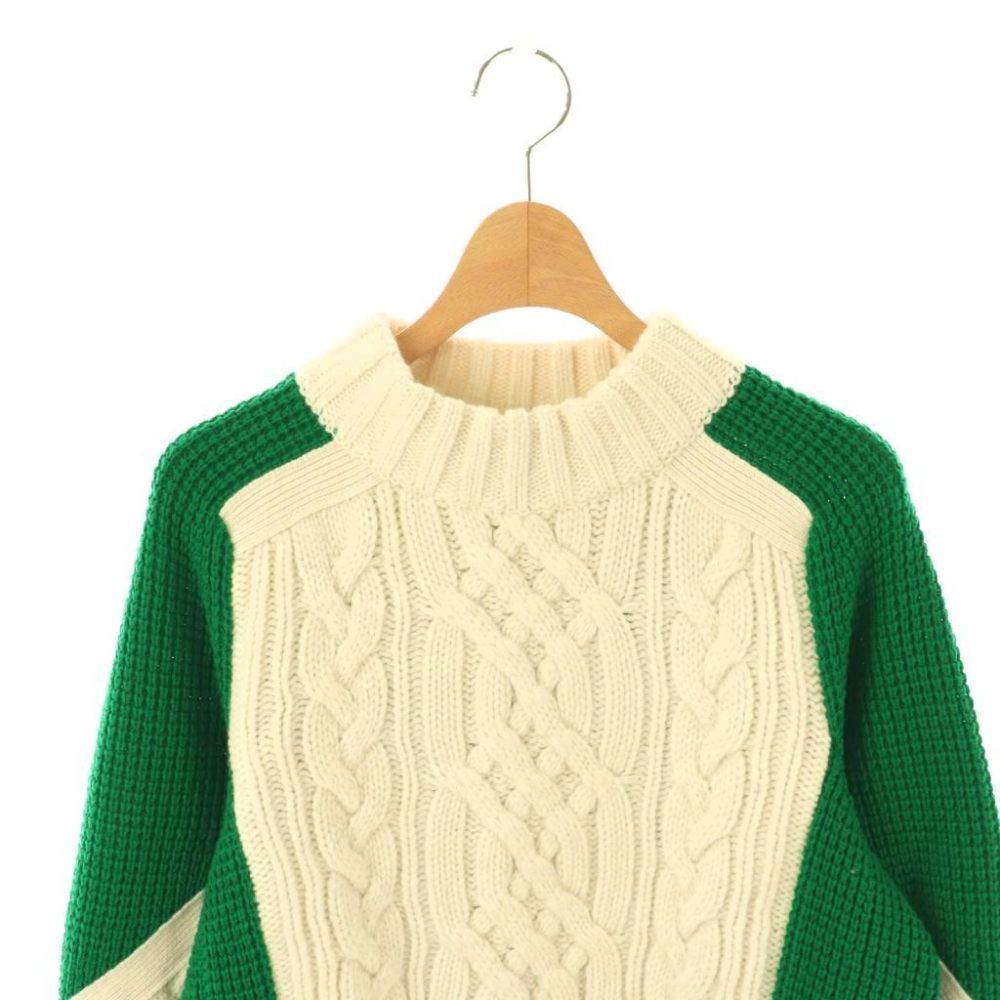 sacai ケーブルニットセーター サイズ3 グリーン/アイボリー サカイ sacai バイカラーケーブルニット セーター 長袖 1 オフホワイト
