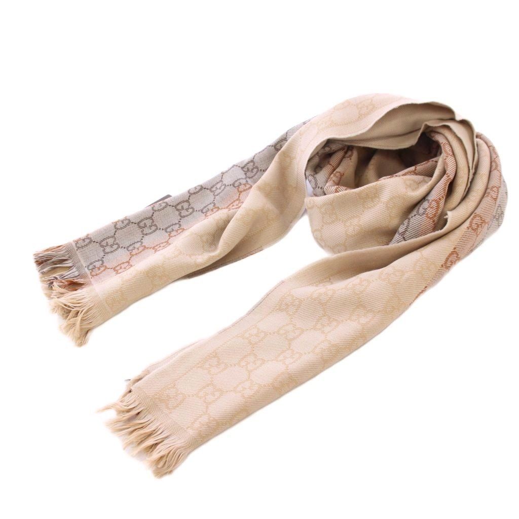 グッチ GUCCI GG柄 ストール マフラー ウール ベージュ /KH □OH