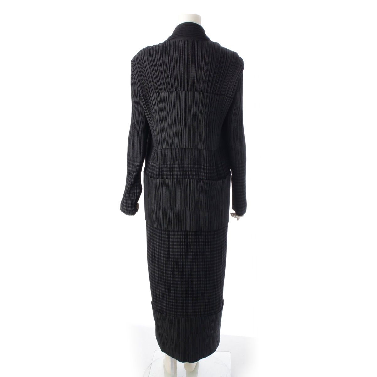 イッセイミヤケ 98年 プリーツ ボーダー 切替 ロング コート アウター