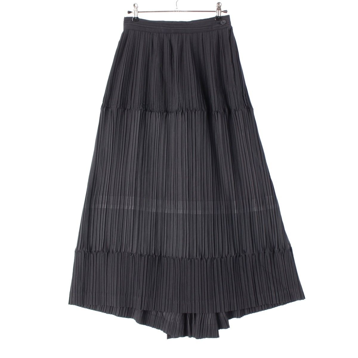 イッセイミヤケ 80S ナイロン混 筆タグ プリーツ ロング スカート
