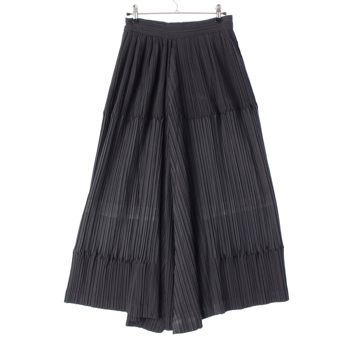 イッセイミヤケ 80S ナイロン混 筆タグ プリーツ ロング スカート