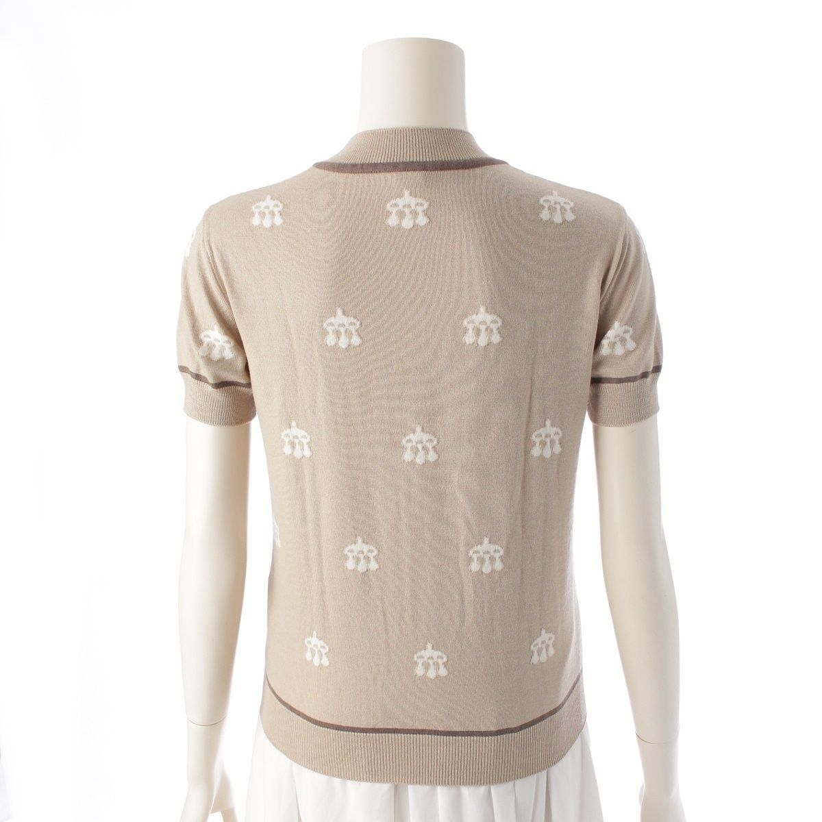 エルメス 24AW ウール 馬銜 半袖 ニット セーター トップス ベージュ  