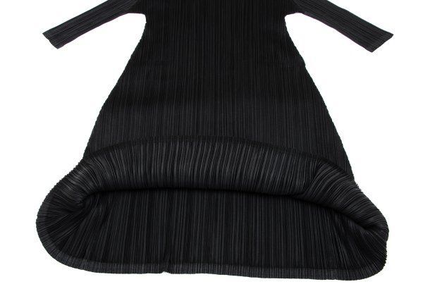 プリーツプリーズPLEATS PLEASE プリーツ七分袖フレアチュニック 黒3