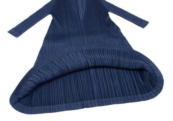 プリーツプリーズ青系 プリント 五分袖チュニック PLEATS PLEASE ISSEY