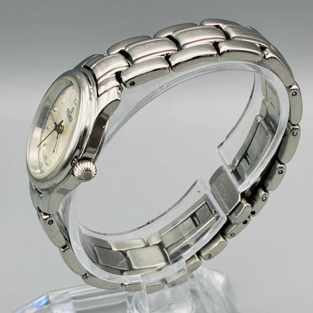 稼働品 FENDI 210L デイト クォーツ レディース 腕時計 シルバー