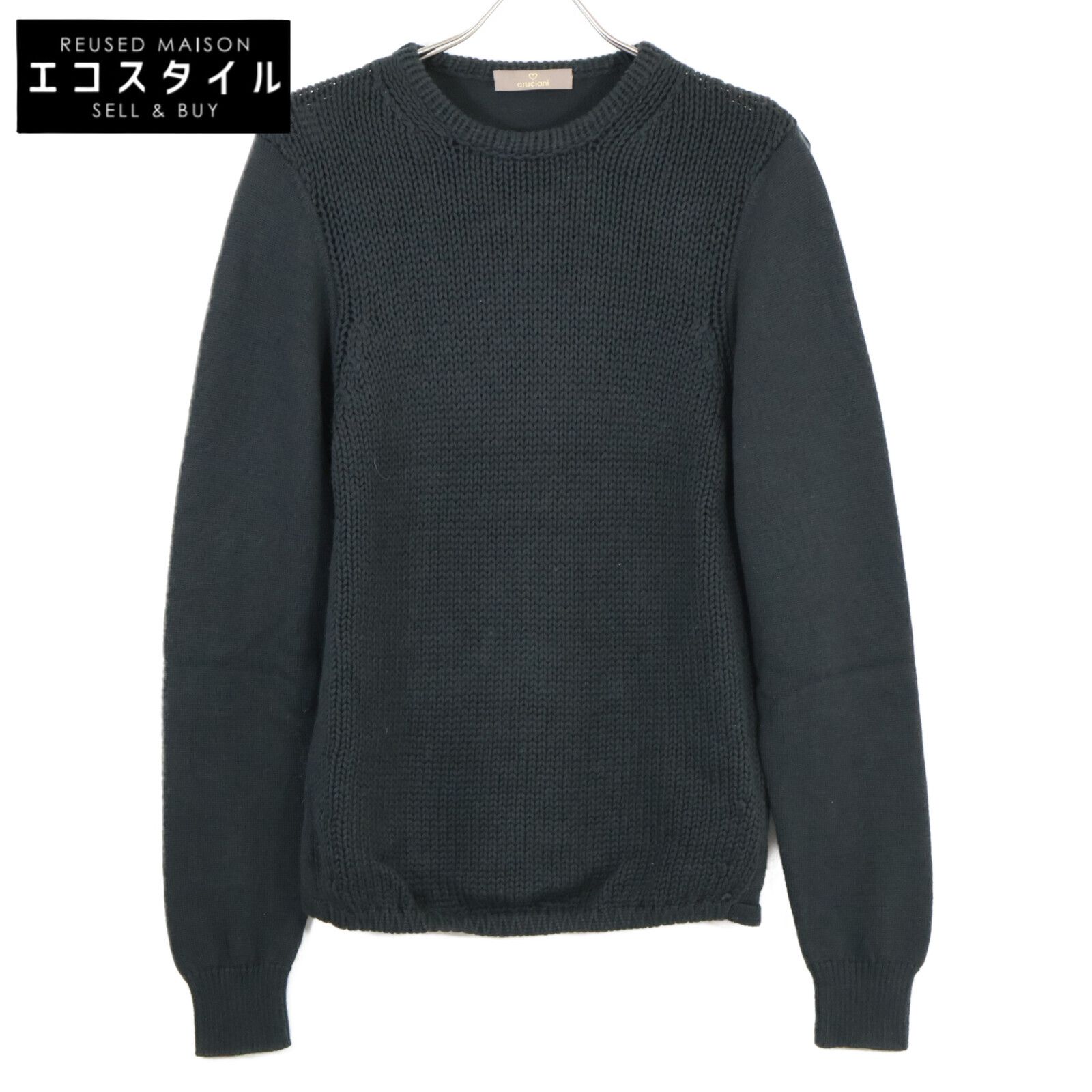 Cruciani クルチアーニ ﾌﾞﾗｯｸ 17130 ｳｰﾙ ｸﾙｰﾈｯｸﾆｯﾄ 48 - メルカリ