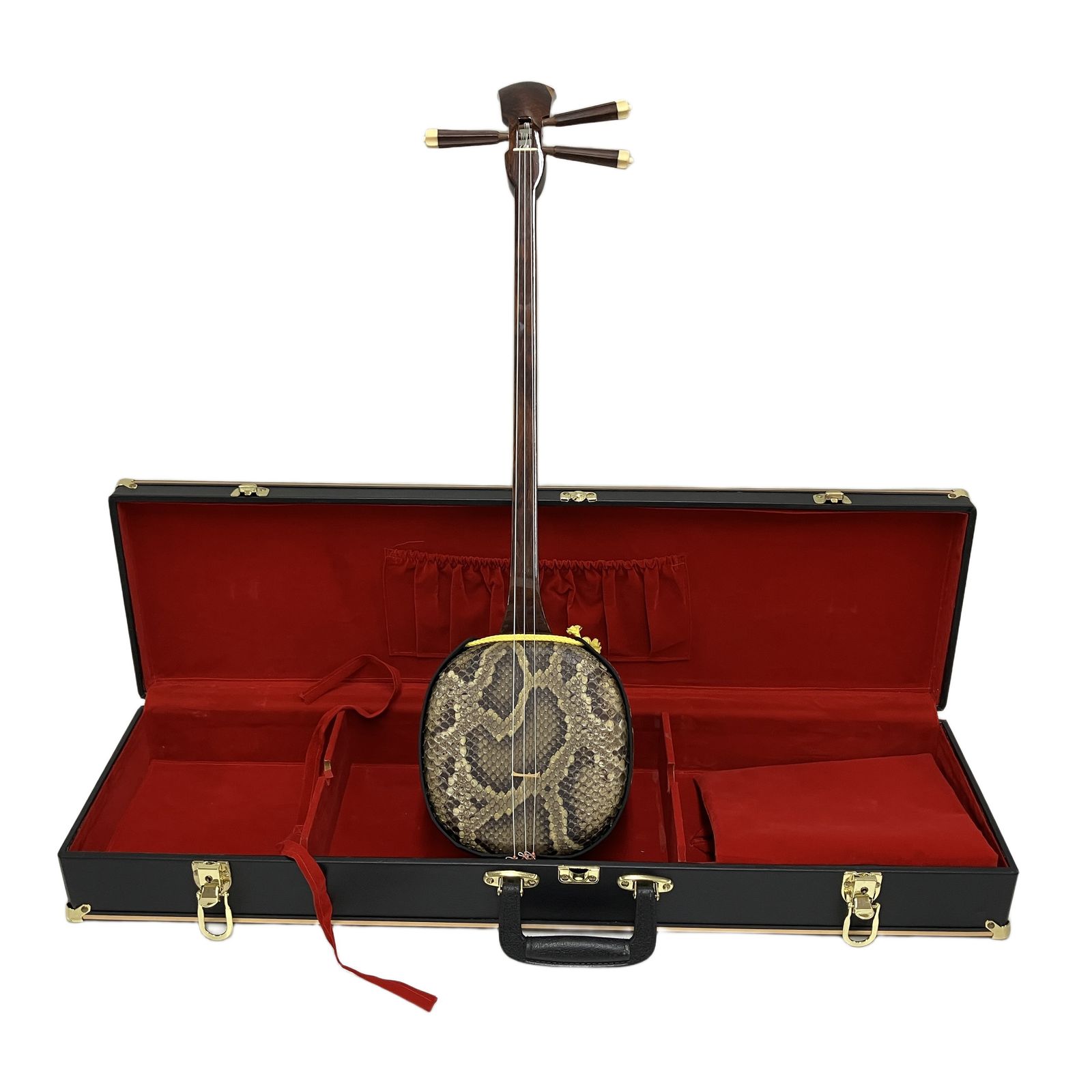 三線 沖縄三味線 ハードケース付 弦楽器 和楽器 中古 訳有 T10698983