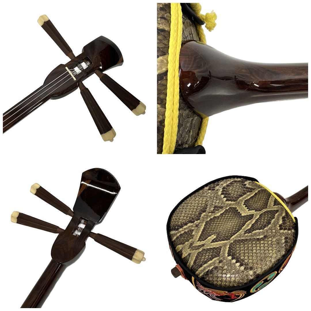 三線 沖縄三味線 ハードケース付 弦楽器 和楽器 中古 訳有 T10698983