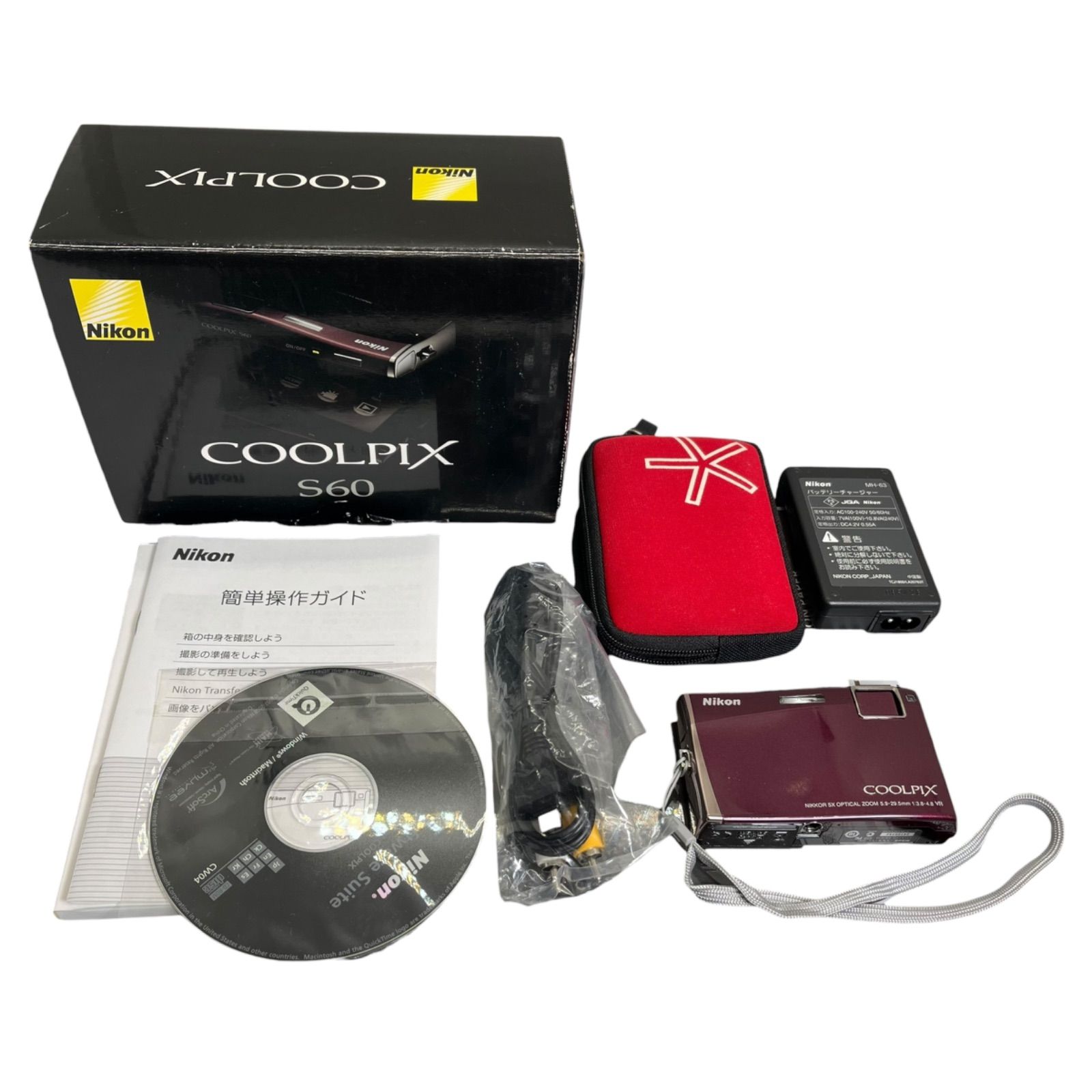 Nikon COOLPIX S60 ワインレッド デジカメ 動作確認済み Nikon COOLPIX
