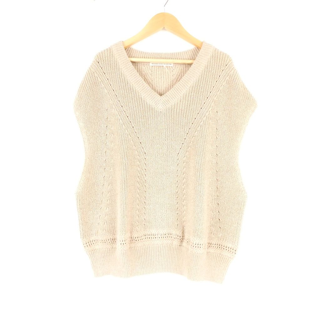 美品 GRANDMA MAMA DAUGHTER グランマママドーター Vネック畦編みプル