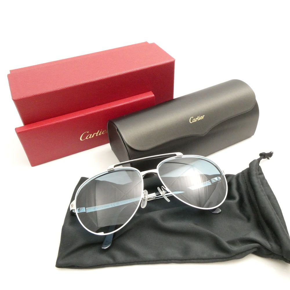美品 Cartier カルティエ A08G95MJ パイロット サングラス 61□15 145 アイウェア 眼鏡 めがね AY7619 美品 Cartier カルティエ A08G95MJ パイロット サングラス 61□15 145