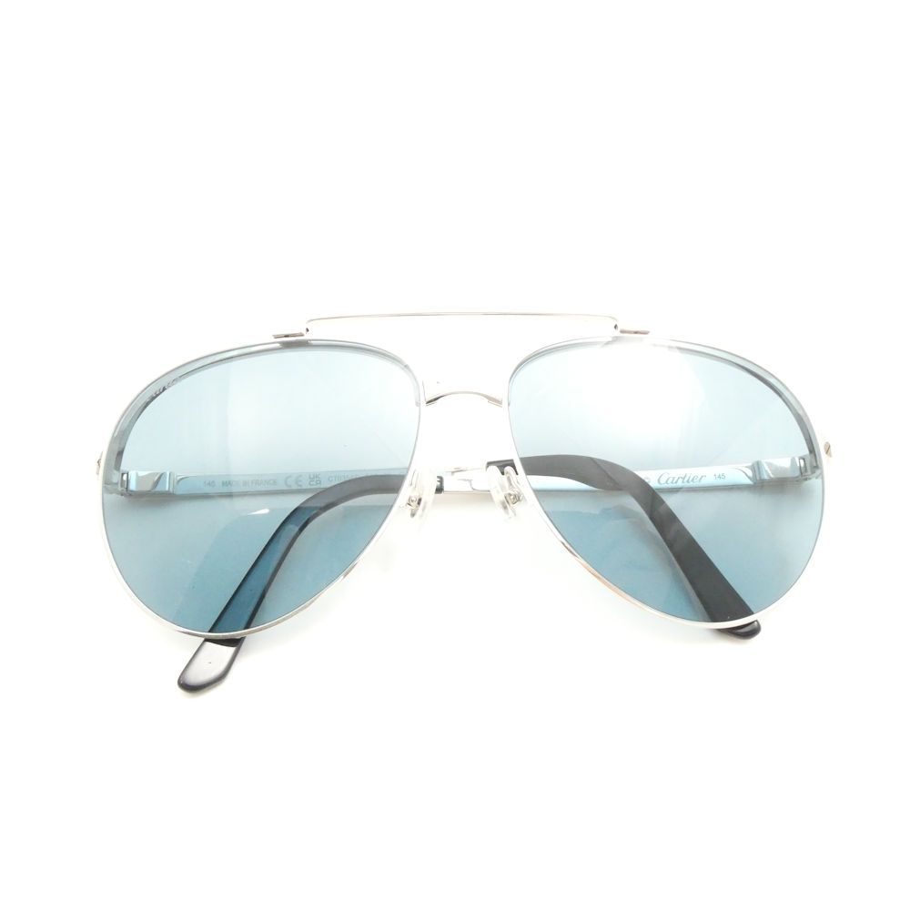 美品 Cartier カルティエ A08G95MJ パイロット サングラス 61□15 145 アイウェア 眼鏡 めがね AY7619 美品 Cartier カルティエ A08G95MJ パイロット サングラス 61□15 145