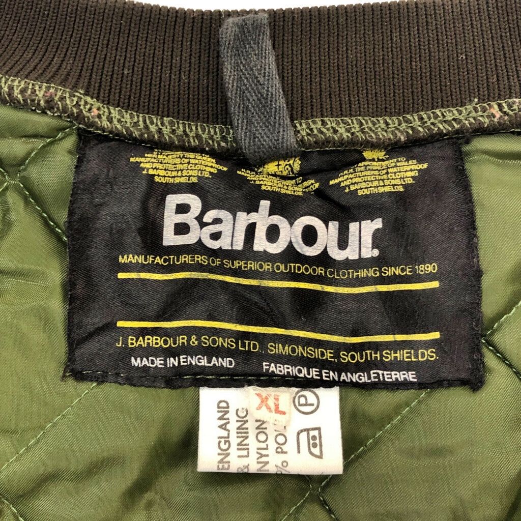 90年代 イングランド製 Barbour バブアー キルティングベスト オリーブ