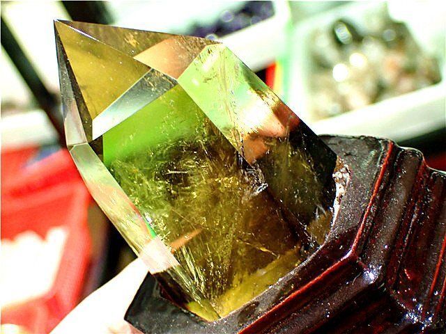  AAA級 金運UP 天然シトリン六角柱B109 F399 220C 指輪スタンド 置物 インテリア小物