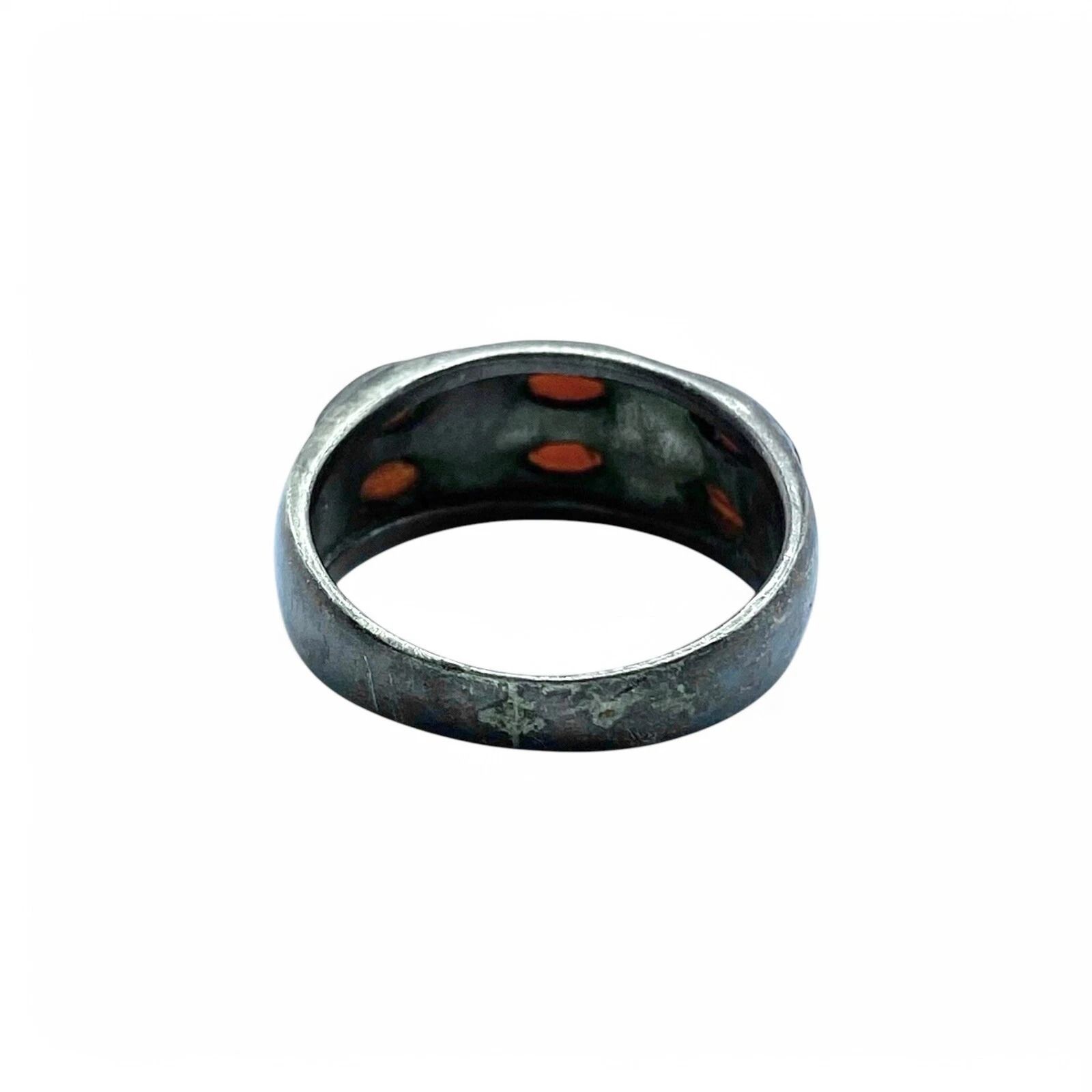 英国ヴィンテージ 925シルバーリング 15.5号 マーカサイト 深紅のストーン 深みある赤】マーカサイト Silver 925 刻印 80s Vintage Design Ring