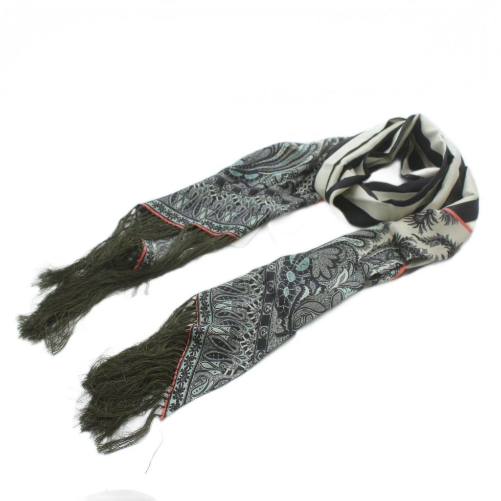 エトロ ETRO ストール スカーフ 絹 シルク ペイズリー柄 ストライプ 総