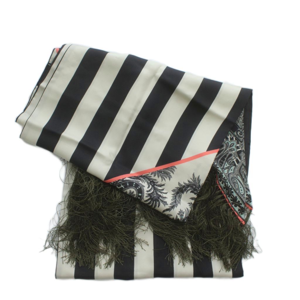 エトロ ETRO ストール スカーフ 絹 シルク ペイズリー柄 ストライプ 総