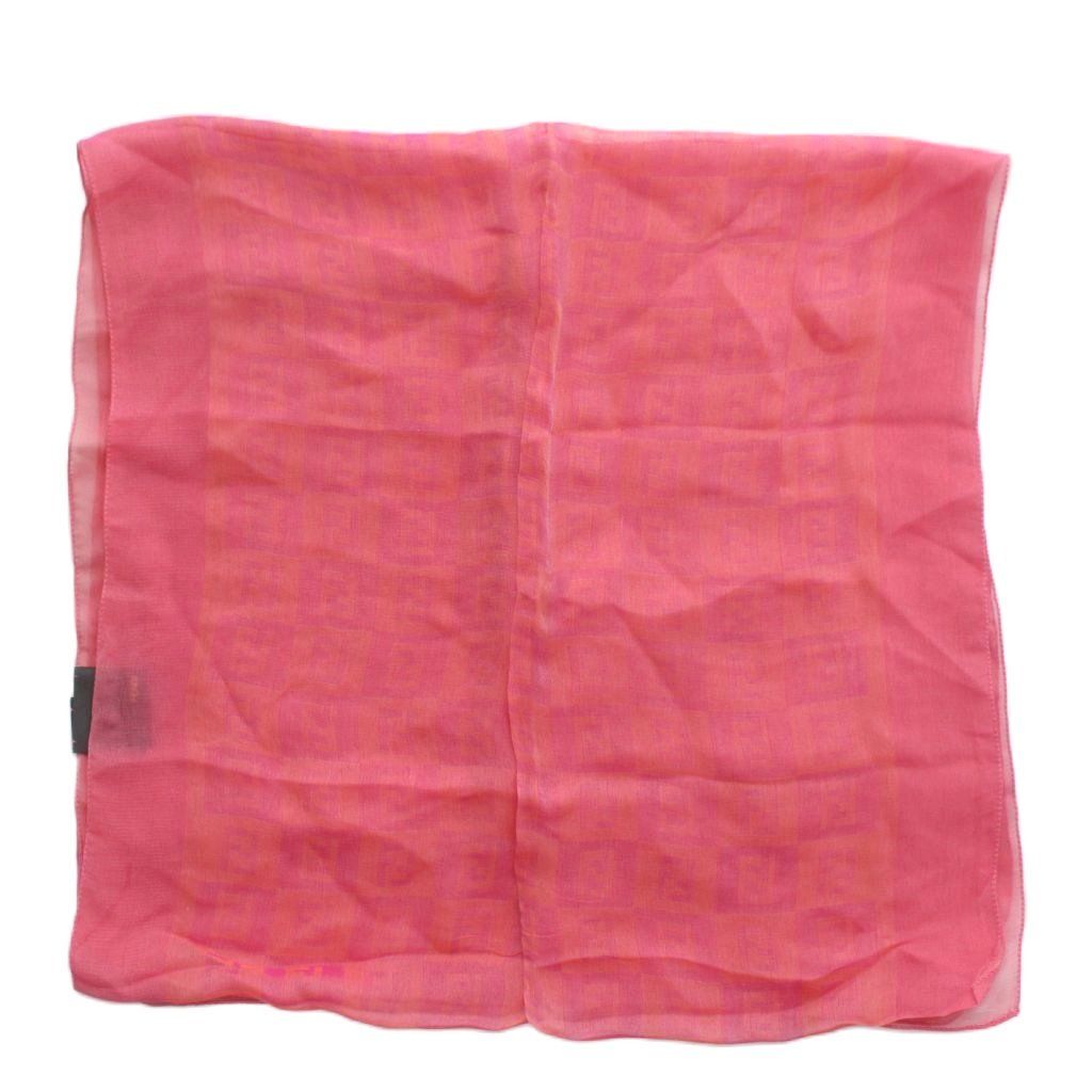 FENDI ズッカ シルクスカーフ フェンディ ストール ピンク フェンディ FENDI ストール スカーフ 薄手 絹 シルク FF ロゴ 総柄