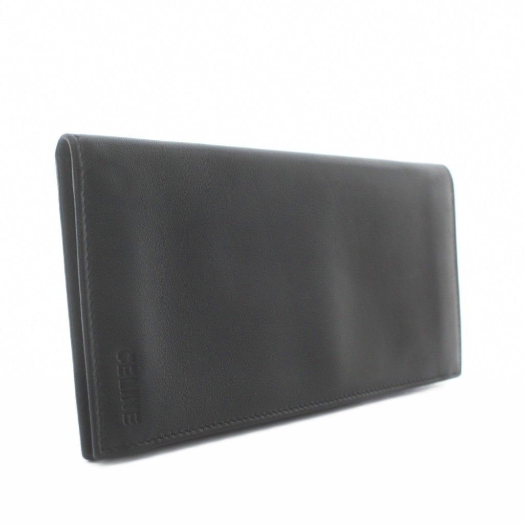 セリーヌ CELINE 長財布 お札入れ 二つ折り レザー ロゴ 型押し 黒