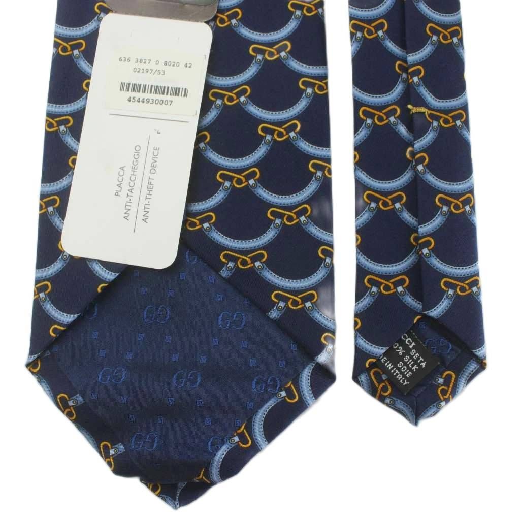 グッチ GUCCI ネクタイ 絹 シルク ワイドタイ 総柄 ロゴ 紺 ネイビー