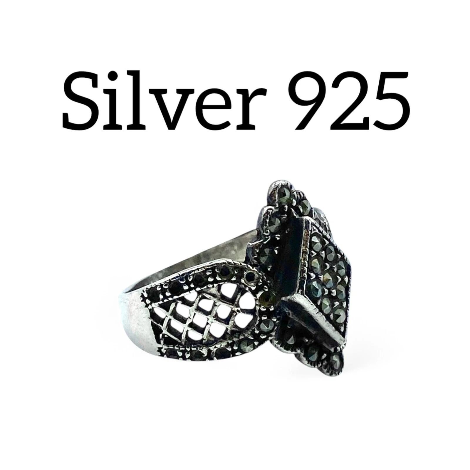 際立つ陰影】マーカサイト Silver 925 純銀 刻印 90s Vintage Design 