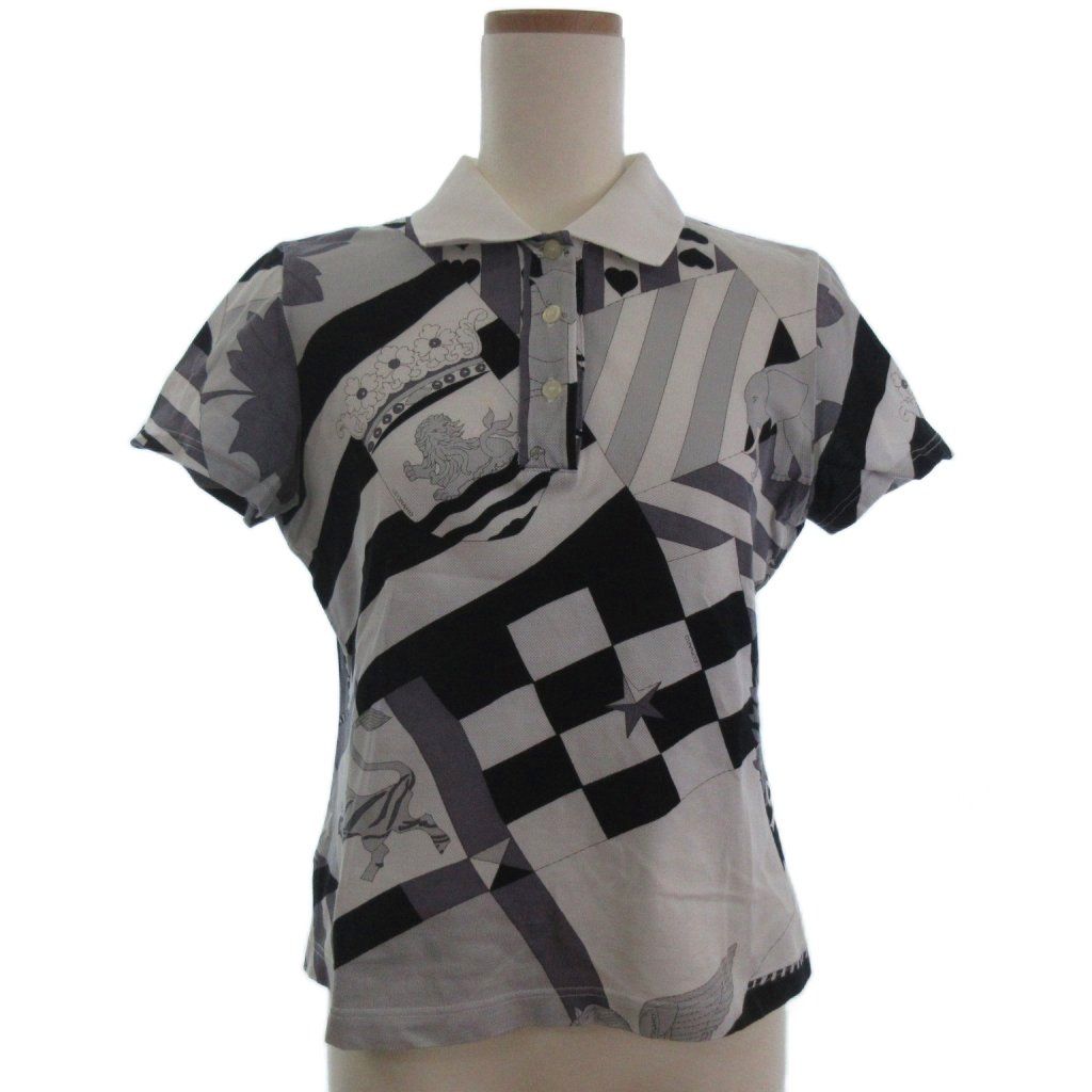 レオナールスポーツ LEONARD SPORT ポロシャツ 半袖 総柄 グレー系 40