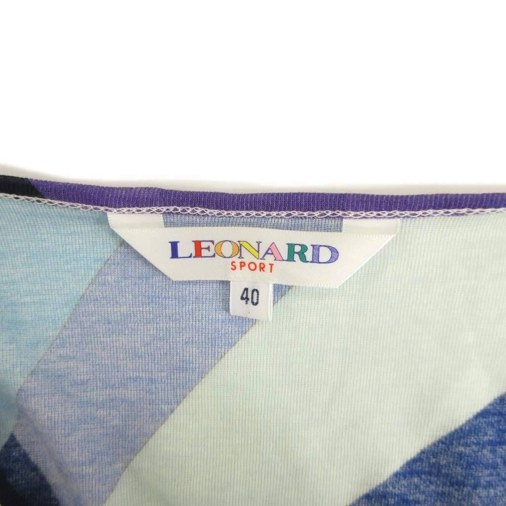 レオナールスポーツ カットソー 半袖 クルーネック 花柄 コットン ブルー 40 レオナールスポーツ LEONARD SPORT カットソー 半袖 クルーネック 花柄