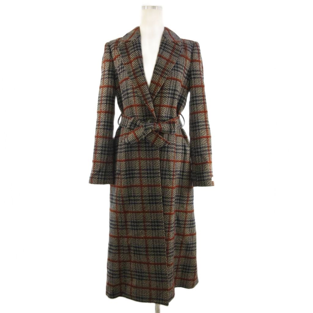 テッドベーカー TED BAKER チェスターコート ベルト 千鳥格子柄 グレー