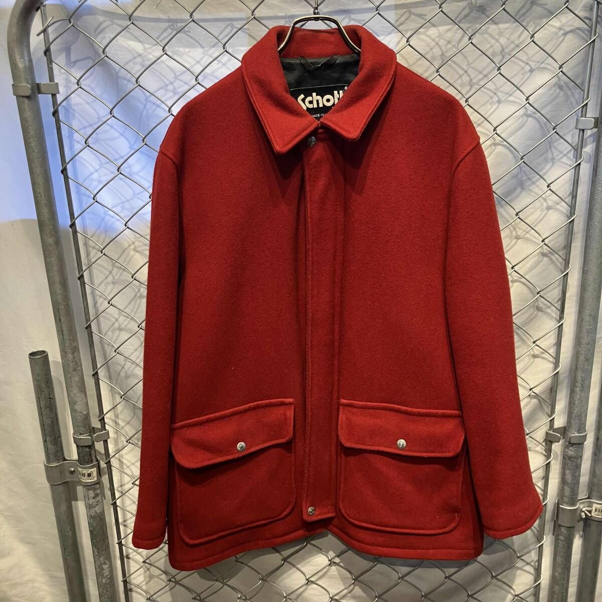 SCHOTT ジャケット USA製 ウールジップジャケット レッド L ショット 
