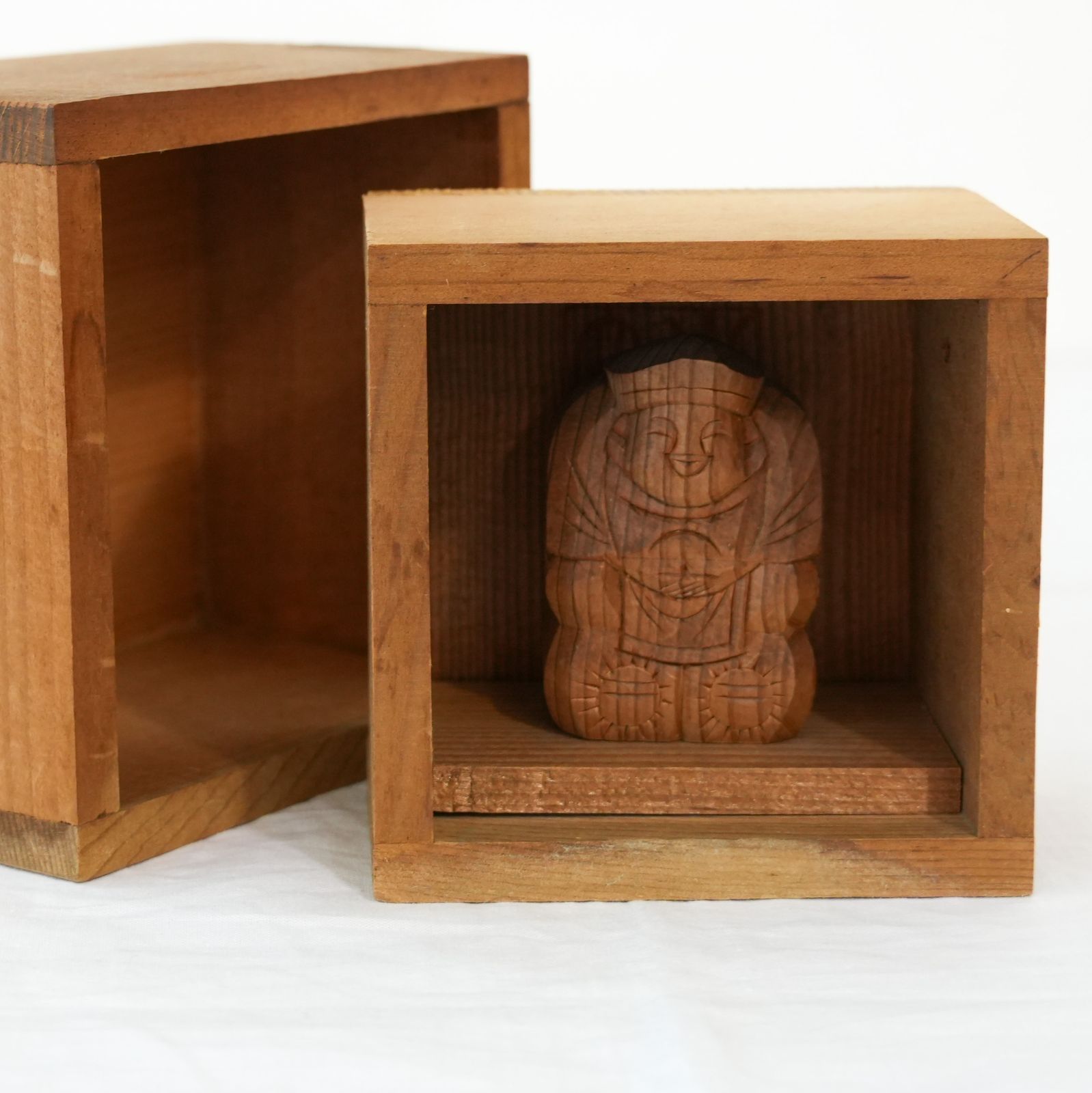 KO]大黒天 七福神 縁起物 繁昌大黒様 木彫り 出雲神社 置物 共箱付 高