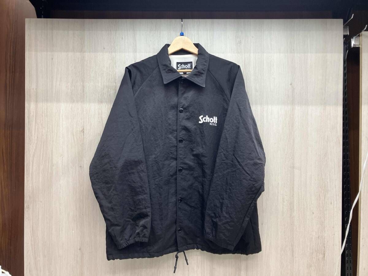 Schott ナイロン コーチジャケット OVAL LOGO モデル L ブラック 袖口