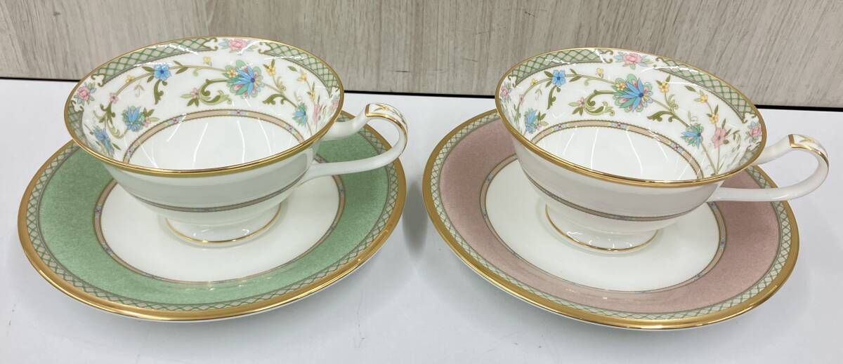 き Noritake ノリタケ ティーカップセット 2客セット 花柄 カップ＆ソーサー