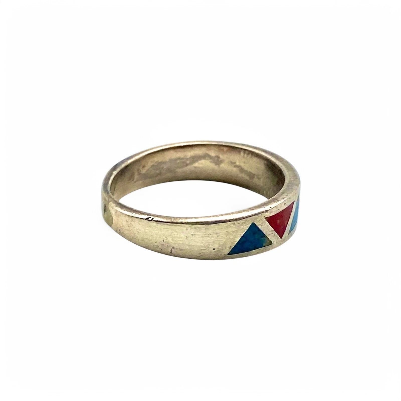 色彩と幾何学】エスニック Silver 925 刻印 90s Vintage Ring シルバー 