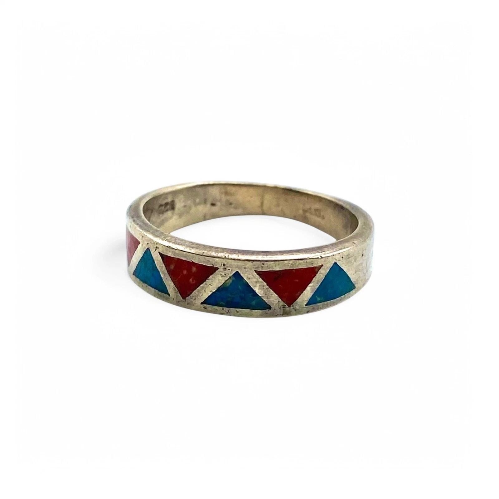 色彩と幾何学】エスニック Silver 925 刻印 90s Vintage Ring シルバー 
