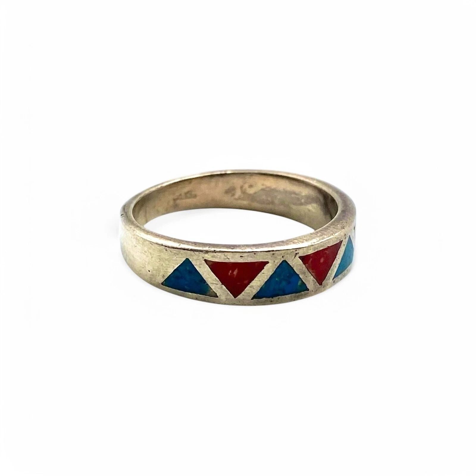 色彩と幾何学】エスニック Silver 925 刻印 90s Vintage Ring シルバー 