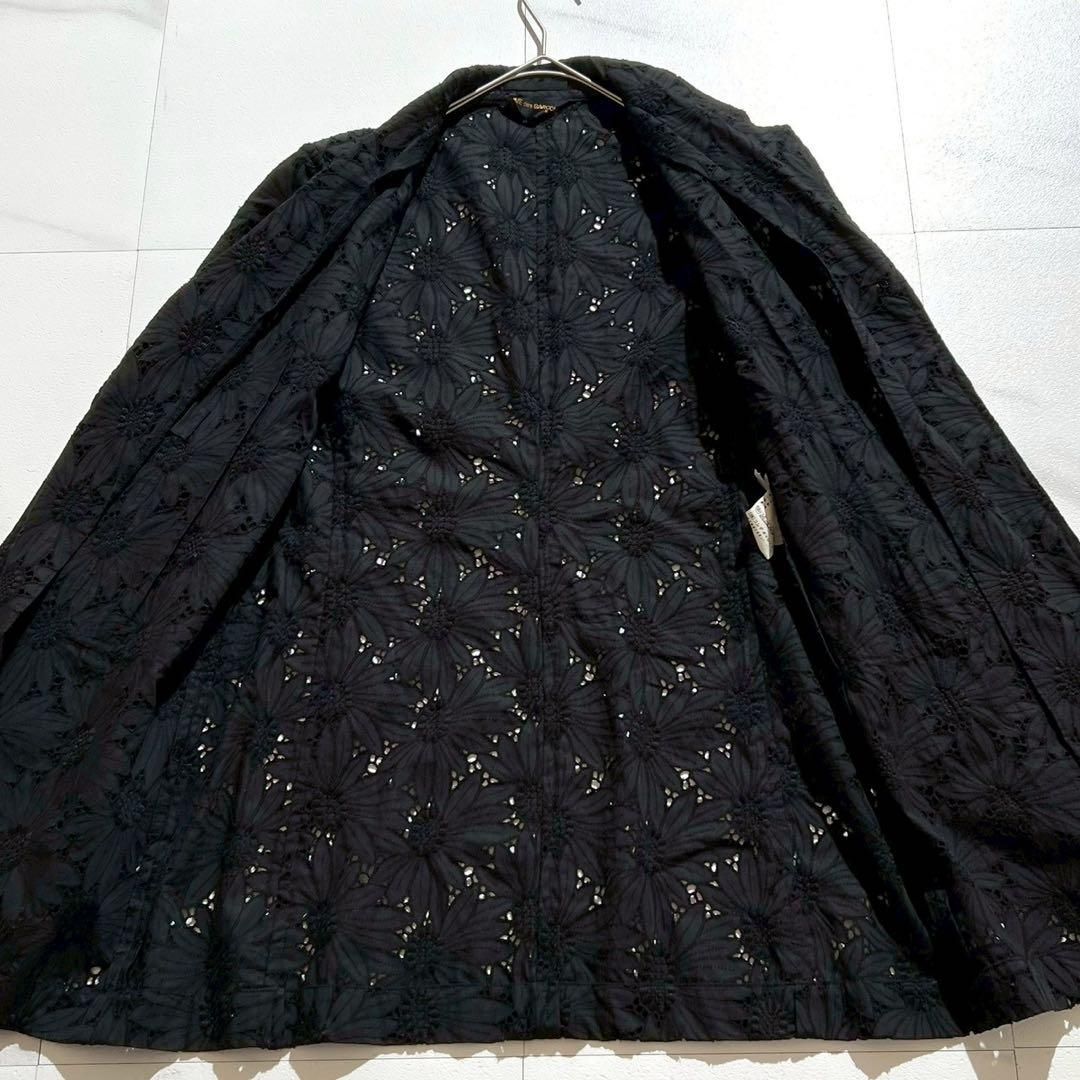 コムデギャルソン ジャケット AD1992 フラワー総柄 アーカイブ コムデギャルソンフラワー装飾付きケープ風ジャケット