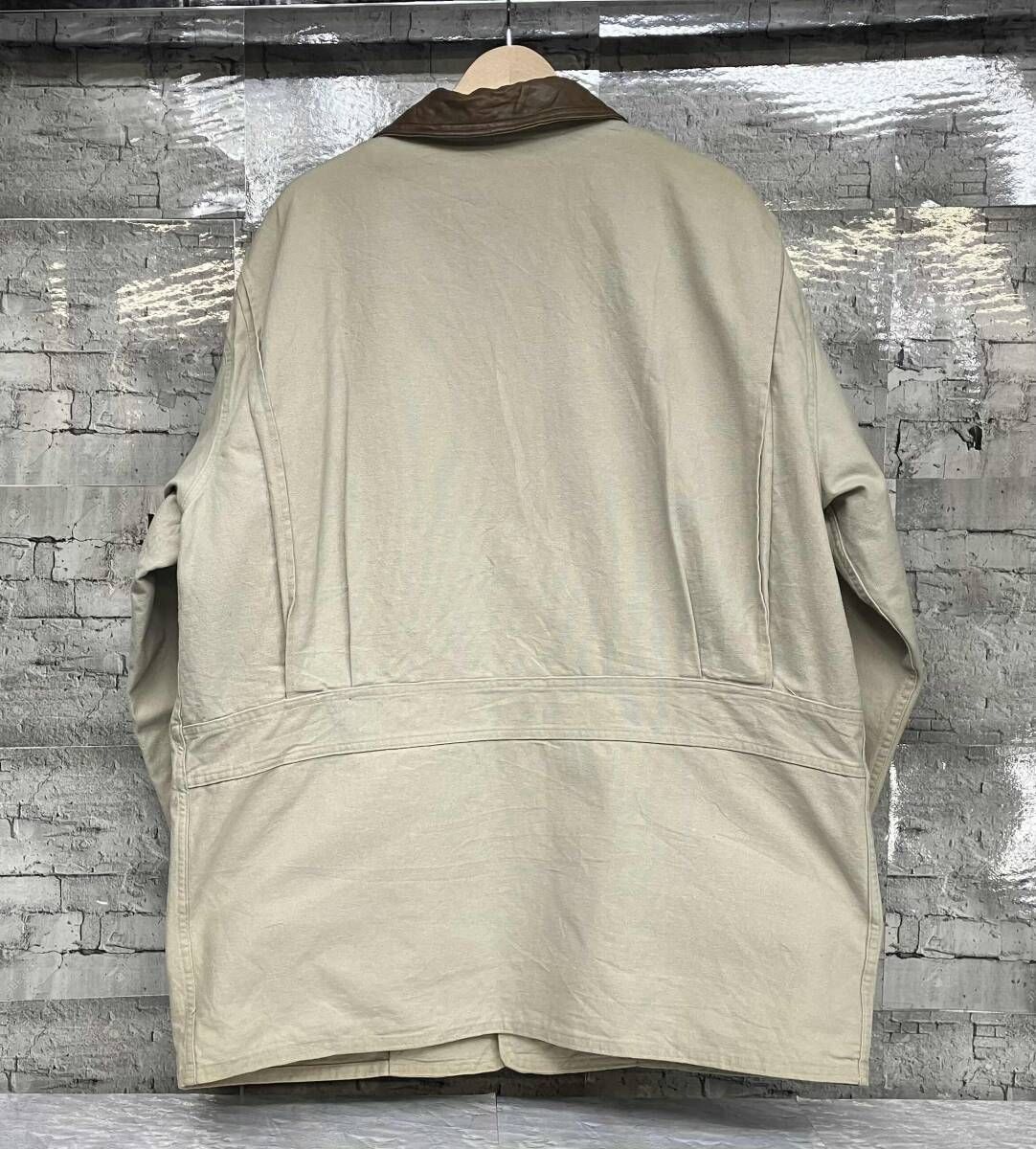 ウールリッチ古着ダック地ハンティングジャケット襟コーズレザー 80s