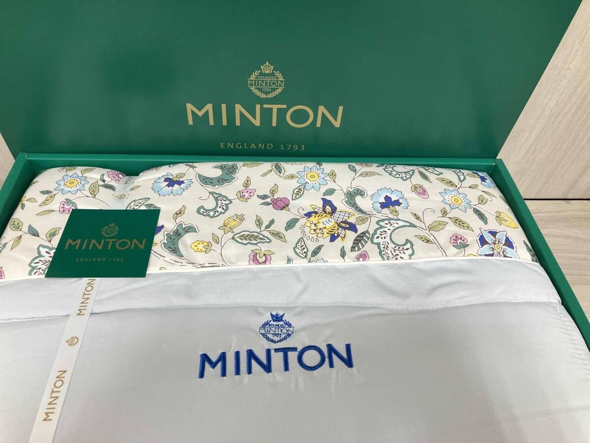 現状品 MINTON ミントン シルク 混肌掛けふとん ブルー150cm×200