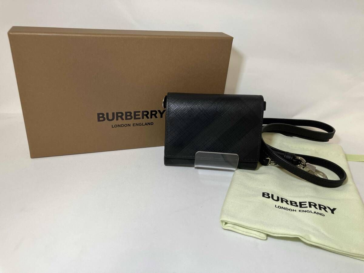 BURBERRY London England バーバリー Small London Check Wallet With Detachable Strap 二つ折り財布 ウォレット ダークチャコール