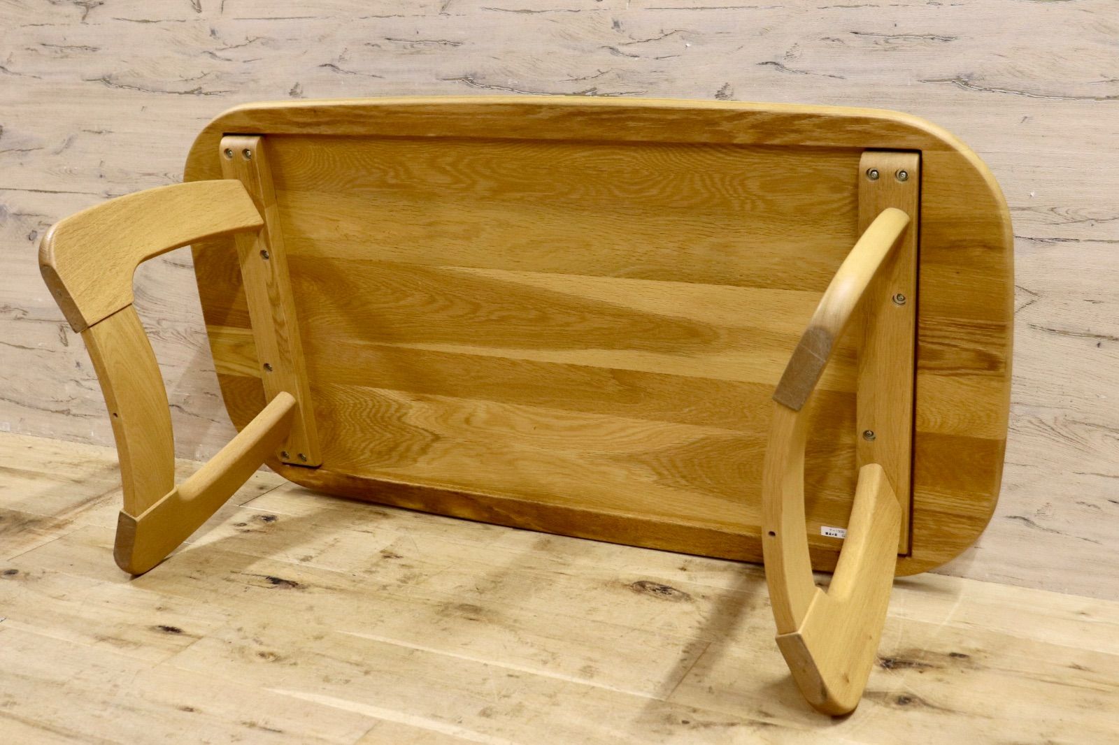 美品】浜本工芸 楢材センターテーブル 引き出し2杯 リビングテーブル