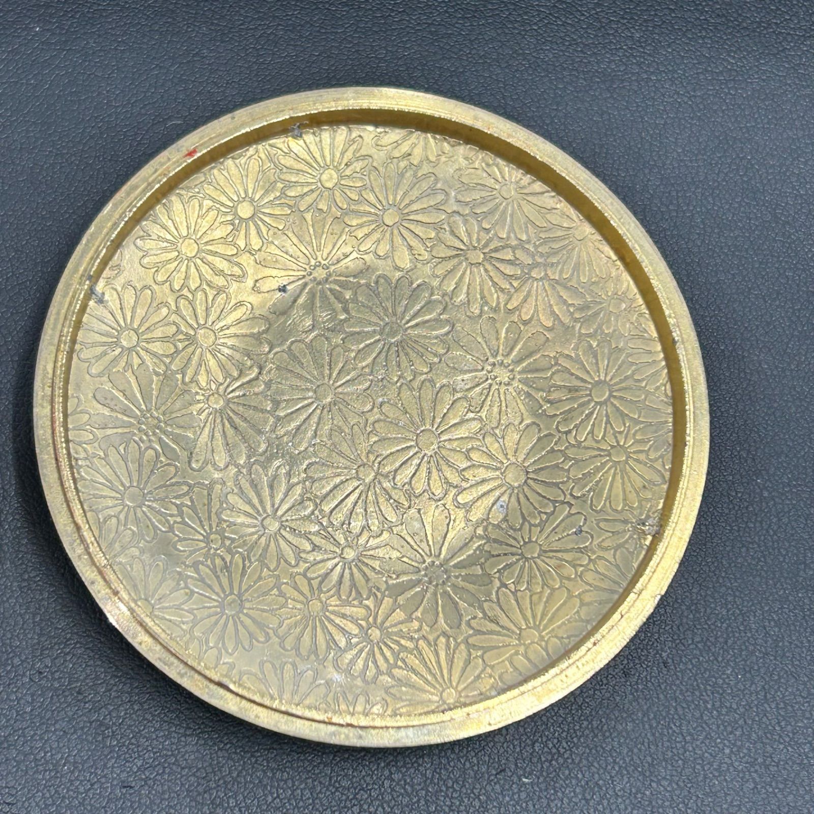 24KGP 金メッキ 皇居参拝記念 朱肉 菊の御紋 花紋 菊紋 ゴールド