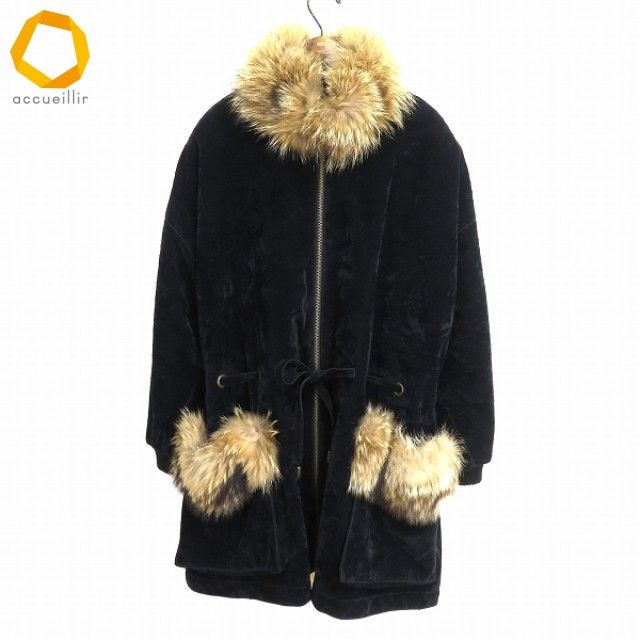 w イタリヤ 伊太利屋 GKITALIYA フーディー コート 黒 オーストリッチ