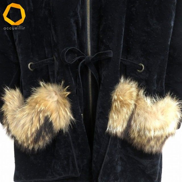 イタリヤ　伊太利屋　13号　 ブラック合成皮革ジャケット ファーフリル付き　高級 w イタリヤ 伊太利屋 GKITALIYA フーディー コート 黒 オーストリッチ