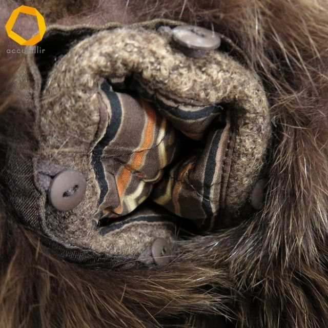 w レリアン Leilian フード付き コート 9 茶系 ミックス ウール 毛